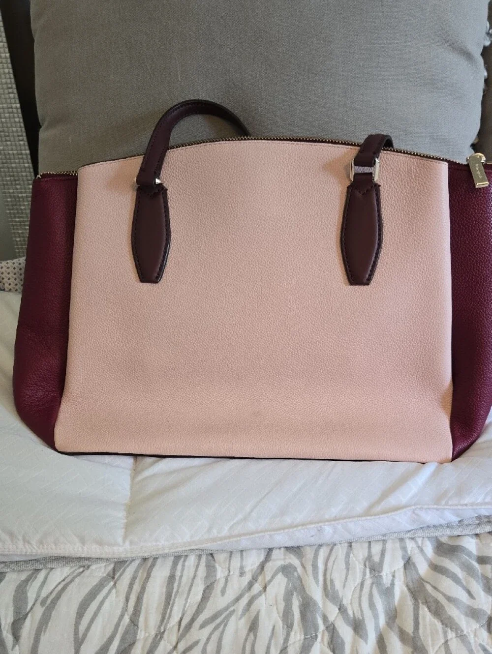 kate spade Two-Tone Blush Pink & Burgundy Tote